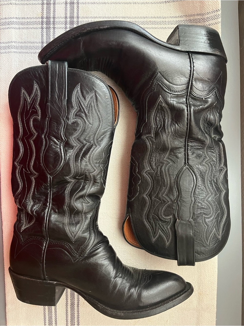 Vintage Lucchese 2000 Women’s Black Roper Cowboy Boots